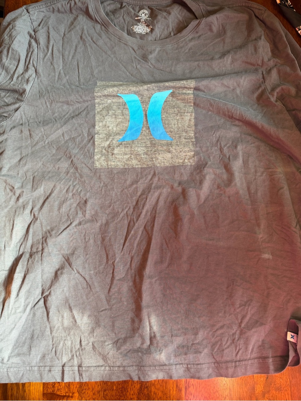 Hurley Men's Charcoal Tee with Bright Blue Logo